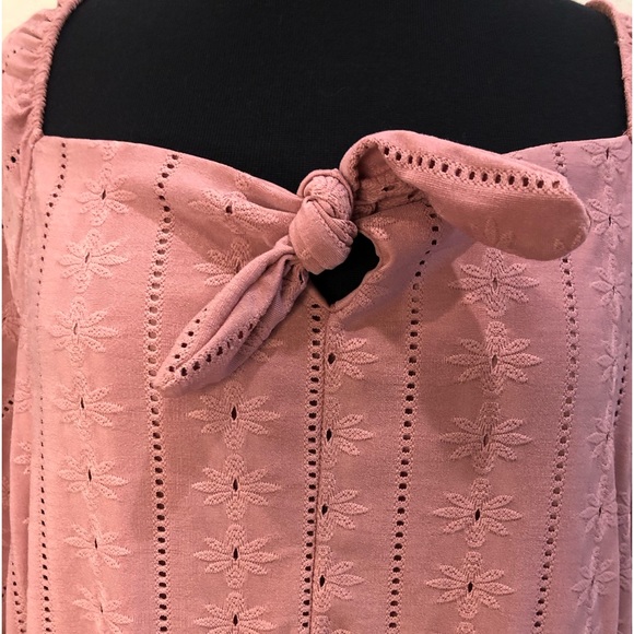 NWT | Vibe Sportswear Babydoll Eyelet Long Sleeved Mini Dress - Picture 3 of 13